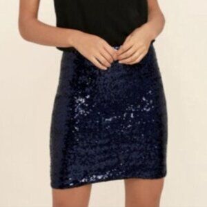 Joie Sequin Mini Skirt Navy Blue L NWOT NEW